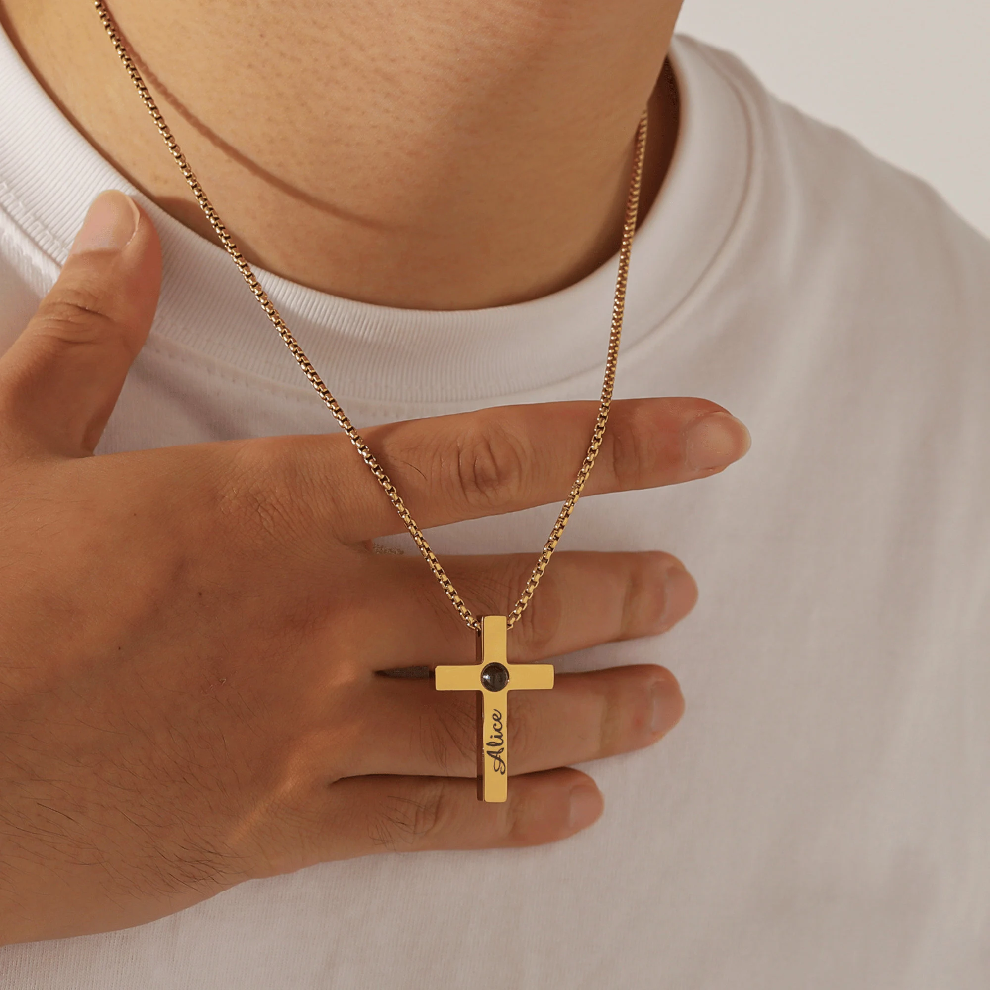 Cross Projection Necklace For Men And Women