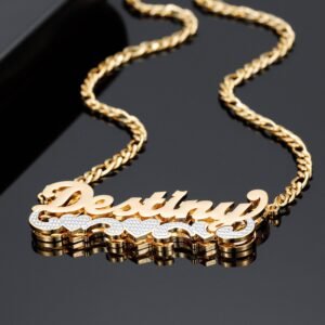 Double Plated Name Necklace For Women